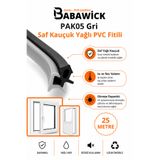 BABAWİCK PAK05 Profesyonel Yağlı Saf Kauçuk PVC Kapı Pencere Fitili 25 Mt Gri İzolasyon Contası