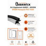 BABAWİCK PAK05 Profesyonel Yağlı Saf Kauçuk PVC Kapı Pencere Fitili 50 Mt Gri İzolasyon Contası