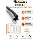 Babawick PAK05 Profesyonel Yağlı Saf Kauçuk Pvc Kapı Pencere Fitili Siyah-Gri Izolasyon Contası - 10 Metre