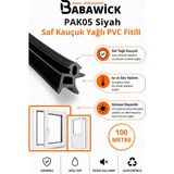 Babawick PAK05 Profesyonel Yağlı Saf Kauçuk Pvc Kapı Pencere Fitili Siyah-Gri Izolasyon Contası - 100 Metre