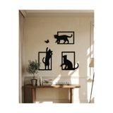 BaBaWoSs Minimalist 3'lü Kedi Duvar Panosu - Kolay Montaj Dekoratif Obje