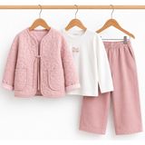 Babe By Dt Kız Çocuk Pembe Müslin Kapitone Ceket T-Shirt Pantolon 3'lü Takım - 18 - 24 Ay