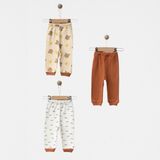 Babejix Happy Smile Bear Yazılı ve Ayıcık Desenli % 100 Pamuklu Unisex 3’lü Bilekli Bebek Pantolon - Renkli - 6 - 9 Ay