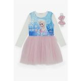Babely Kız Çocuk Uzun Kollu Elbise Karlar Kraliçesi Elsa Mavi (5-10 Yaş)