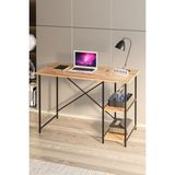 BabHome 2 Raflı Metal Ayaklı Atlantik Çam Çalışma Masası Raflı Ofis Masası Ders Çalışma Masası Öğrenci Ders Çalışma Bilgisayar Masası - 112x50x72