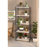 BABHOME Modern Çok Katlı Çiçeklik Metal Ayaklı Dekoratif Raf Ünitesi Saksılık Beyaz
