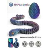 Babi Zoo Hareketli Kristal Yılan ve Yumurta Seti - 3D Baskı Organik Figür Oyuncak Dekoratif Koleksiyon - Mavi - Renkli