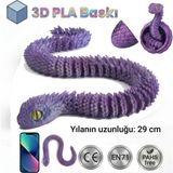 Babi Zoo Hareketli Kristal Yılan ve Yumurta Seti - 3D Baskı Organik Figür Oyuncak Dekoratif Koleksiyon - Mor - Mavi