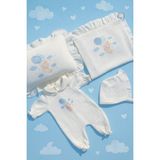 Babies First Balon Tavşan Isme Özel 6'lı Yenidoğan Set %100 Pamuk Tulum Battaniye Şapka Yastık Puset Örtü Eldivn - 00-Beyaz - 0 - 3 Ay