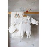 Babies First Çiçek Nakış 6'lı Isme Özel Müslin Bebek Set %100 Pamuk Tulum Battaniye Şapka Puset Örtü Yastk Eldivn - 00-Beyaz - 0 - 3 Ay