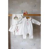 Babies First Flamingo Nakış Isme Özel 6'lı Bebek Set %100 Pamuk Tulum Battaniye Şapka Eldiven Puset Örtü Yastık - 00-Beyaz - 0 - 3 Ay