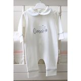 Babies First Gümüş Isim Nakışlı 6 Parça Yenidoğan Set %100 Pamuk Tulum Battaniye Şapka Puset Örtü Yastık Eldiven - 00-Beyaz - 0 - 3 Ay