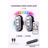 babikamium Kumandalı Şarjlı Çift RGB Led Flaşör 2’li Set Araç İçi Ambiyans Pedal Altı Uyarı Lambası