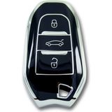 Babikamium Peugeot 5008 3008 Citroen C3 Smart Siyah-Gümüş Silikon Kılıf Oto Kumanda Kabı Kılıfı Oto Anahtarlık