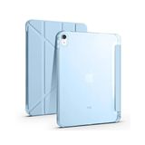 Babilden Apple iPad ile Uyumlu Kalem Bölmeli Trifolding Cover Tablet Kılıf Katlanabilir Standlı Otomatik Uyku Modlu Darbe Emici İnce Tasarım (Mavi, iPad 10.Nesil 10.9/iPad A16)