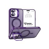 Babilden iPhone 11 İçin Kılıf Kamera Korumalı Magsafe İle Uyumlu Kablosuz Şarj Özellikli Mat Şeffaf Renkli Standlı Lens Hediyeli Telefon Kılıfı (Mor)