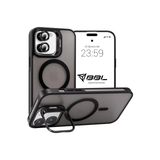 Babilden iPhone 11 İçin Kılıf Kamera Korumalı Magsafe İle Uyumlu Kablosuz Şarj Özellikli Mat Şeffaf Renkli Standlı Lens Hediyeli Telefon Kılıfı (Siyah)