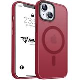 Babilden iPhone 11 İçin Kılıf Kamera Korumalı Magsafe İle Uyumlu Kablosuz Şarj Özellikli Mat Şeffaf Renkli Telefon Kılıfı (Kırmızı)