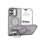 Babilden iPhone 12 İçin Kılıf Kamera Korumalı Magsafe İle Uyumlu Kablosuz Şarj Özellikli Mat Şeffaf Renkli Standlı Lens Hediyeli Telefon Kılıfı (Gri)