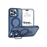Babilden iPhone 13 Pro Max İçin Kılıf Kamera Korumalı Magsafe İle Uyumlu Kablosuz Şarj Özellikli Mat Şeffaf Renkli Standlı Lens Hediyeli Telefon Kılıfı (Lacivert)