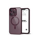 Babilden iPhone 15 Pro İçin Kılıf Kamera Korumalı Magsafe İle Uyumlu Kablosuz Şarj Özellikli Şeffaf Renkli Telefon Kılıfı (Bordo)