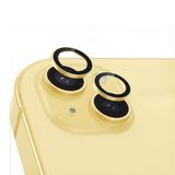 Babilden iPhone 15/15 Plus İle Uyumlu Kamera Lens Koruyucu Alüminyum Alaşım Çerçeveli Telefon Lensi Temperli Cam Koruma (Sarı)
