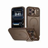 Babilden iPhone 17 Pro Max İçin Kılıf Kamera Korumalı Magsafe İle Uyumlu Kablosuz Şarj Özellikli Mat Şeffaf Standlı Lens Hediyeli Telefon Kılıfı (Titanyum Gold)