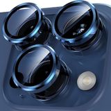 Babilden İphone Alüminyum Alaşım Çerçeveli Tempered Glass Kamera Lens Koruyucu (iPhone 15 Pro Max Dark Blue)