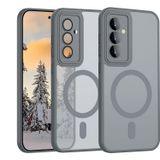 Babilden Samsung Galaxy A55 İçin Kılıf Kamera Korumalı Magsafe İle Uyumlu Kablosuz Şarj Özellikli Mat Şeffaf Renkli Telefon Kılıfı (Gri)