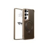 Babilden Samsung Galaxy S24 Ultra İle Uyumlu Kılıf Karbon Fiber Materyal Stand Özellikli Lens Çerçeveli Ve Sararmayan Güçlü Darbe Emici Premium Telefon Kılıfı (Gold)