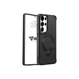 Babilden Samsung Galaxy S24 Ultra İle Uyumlu Kılıf Karbon Fiber Materyal Stand Özellikli Lens Çerçeveli Ve Sararmayan Güçlü Darbe Emici Premium Telefon Kılıfı (Siyah)
