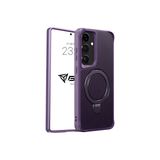 Babilden Samsung Galaxy S25 İle Uyumlu Kılıf Karbon Fiber Materyal Stand Özellikli Lens Çerçeveli Ve Sararmayan Güçlü Darbe Emici Premium Telefon Kılıfı (Mor)