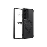 Babilden Samsung Galaxy S25 İle Uyumlu Kılıf Karbon Fiber Materyal Stand Özellikli Lens Çerçeveli Ve Sararmayan Güçlü Darbe Emici Premium Telefon Kılıfı (Siyah)