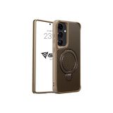Babilden Samsung Galaxy S25 Plus İle Uyumlu Kılıf Karbon Fiber Materyal Stand Özellikli Lens Çerçeveli Ve Sararmayan Güçlü Darbe Emici Premium Telefon Kılıfı (Gold)