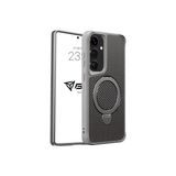 Babilden Samsung Galaxy S25 Plus İle Uyumlu Kılıf Karbon Fiber Materyal Stand Özellikli Lens Çerçeveli Ve Sararmayan Güçlü Darbe Emici Premium Telefon Kılıfı (Gümüş Rengi)