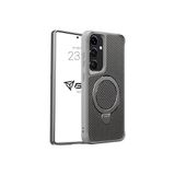 Babilden Samsung Galaxy S25 Plus İle Uyumlu Kılıf Karbon Fiber Materyal Stand Özellikli Lens Çerçeveli Ve Sararmayan Güçlü Darbe Emici Premium Telefon Kılıfı (Gümüş Rengi)