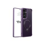 Babilden Samsung Galaxy S25 Plus İle Uyumlu Kılıf Karbon Fiber Materyal Stand Özellikli Lens Çerçeveli Ve Sararmayan Güçlü Darbe Emici Premium Telefon Kılıfı (Mor)