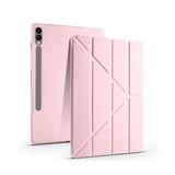 Babilden Samsung Galaxy Tab S9 FE Plus/Galaxy Tab S10 Plus ile Uyumlu Kalem Bölmeli Trifolding Cover Tablet Kılıf Katlanabilir Standlı Otomatik Uyku Modlu Darbe Emici İnce Tasarım Kumpembe