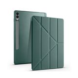Babilden Samsung Galaxy Tab S9 FE Plus/Galaxy Tab S10 Plus ile Uyumlu Kalem Bölmeli Trifolding Cover Tablet Kılıf Katlanabilir Standlı Otomatik Uyku Modlu Darbe Emici İnce Tasarım Yeşil