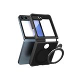 Babilden Samsung Galaxy Z Flip 6 İle Uyumlu Kılıf Karbon Fiber Materyal Stand Özellikli Lens Çerçeveli Ve Sararmayan Güçlü Darbe Emici Premium Telefon Kılıfı (Siyah)