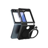 Babilden Samsung Galaxy Z Flip 6 İle Uyumlu Kılıf Karbon Fiber Materyal Stand Özellikli Lens Çerçeveli Ve Sararmayan Güçlü Darbe Emici Premium Telefon Kılıfı (Siyah)