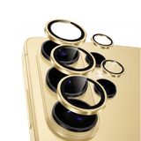 Babilden Samsung S24 Ultra İle Uyumlu Kamera Lens Koruyucu Alüminyum Alaşım Çerçeveli Telefon Lensi Temperli Cam Koruma (Titanyum Sarı)