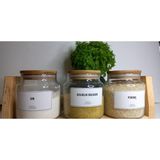BabilStore Ikea 35'lı Çerçeveli Yatay Bakliyat Baharat Kavanoz Sticker Yıkanabilir Etiket Seti - Siyah - Beyaz