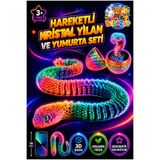 Babizoo Hareketli Kristal Yılan ve Yumurta Seti - 3D Baskı Organik Figür Oyuncak Dekoratif Koleksiyon