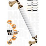 Bablife Melis 96MM Beyaz-Altın Metal Lüks Çekmece Dolap Mobilya Kulpları Tüm Renk Seçenekleriyle - 96 mm - Beyaz - Gold