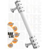 Bablife Napoli 96MM Beyaz Krom Metal Lüks Çekmece Dolap Mobilya Kulpları Tüm Renk Seçenekleriyle - Beyaz - Krom - 96 mm