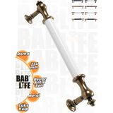 Bablife Roma 224MM Beyaz - Antik Sarı Lüks Modern Çekmece Dolap Vestiyer Mobilya Kulpları - 224 mm