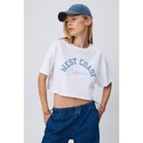 Babokah Baskılı Kısa Kol Crop T-Shırt - XS - Açik Mavi