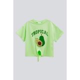 Babokah (Kids Girl) Baskılı Nakışlı Crop T-Shırt - 8 Yaş - Açık Yeşil