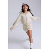 Babokah (Kids Girl) Fermuarlı Kapüşonlu Kanguru Cep Sweatshirt - 8 Yaş - Krem